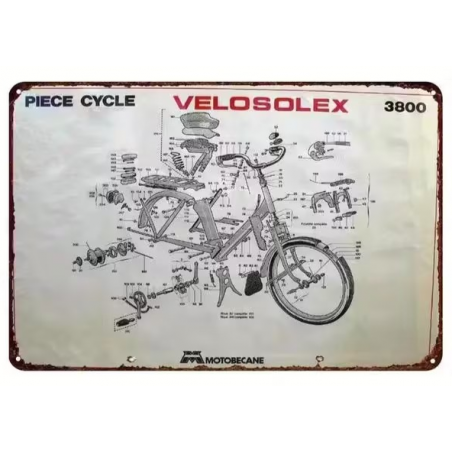 Plaque Murale Métal "Velo Solex Piece Cycle" Art Déco Vintage
