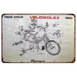 Plaque Murale Métal "Velo Solex Piece Cycle" Art Déco Vintage