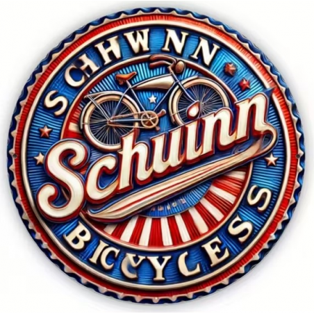 Plaque Murale Métal Ronde "SCHWINN" Art Déco Vintage