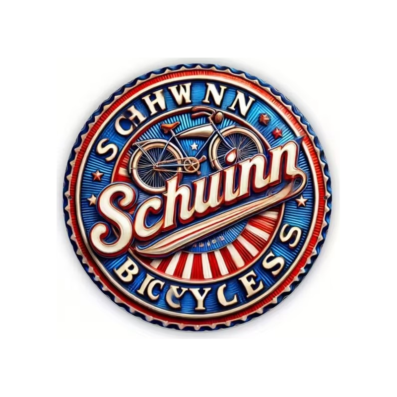 Plaque Murale Métal Ronde "SCHWINN" Art Déco Vintage