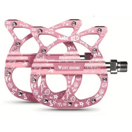 Pédales Vélo CAT Alu CNC / 3 Roulements / Rose 9/16