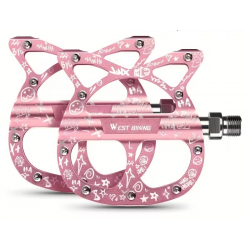 Pédales Vélo CAT Alu CNC / 3 Roulements / Rose 9/16