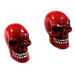 Bouchon de valve Custom Vélo Crâne Rouge (La paire - lot de 2)