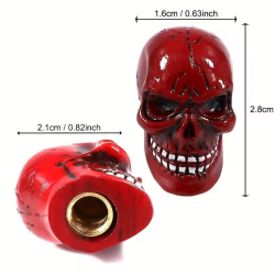 Bouchon de valve Custom Vélo Crâne Rouge (La paire - lot de 2)