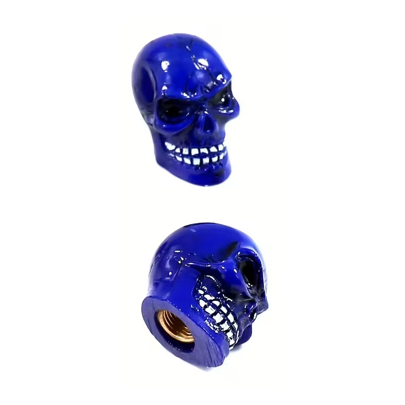 Bouchon de valve Custom Vélo Crâne Bleu (La paire - lot de 2)