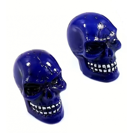 Bouchon de valve Custom Vélo Crâne Bleu (La paire - lot de 2)