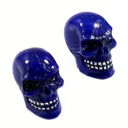 Bouchon de valve Custom Vélo Crâne Bleu (La paire - lot de 2)