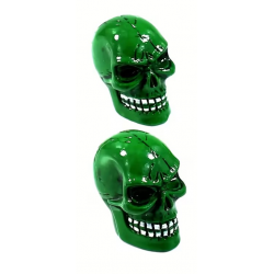 Bouchon de valve Custom Vélo Crâne Vert (La paire - lot de 2)
