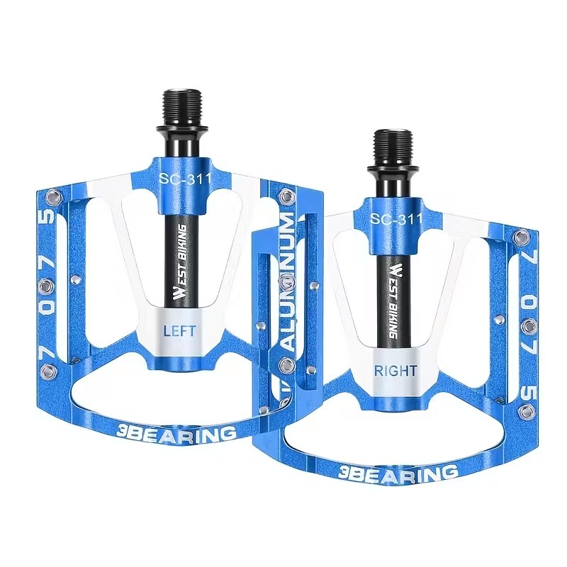 Pédales Vélo Alu CNC / Corps Aluminium / 3 Roulements / Bleu 9/16 Pédales Vélo Alu CNC / Corps Aluminium / 3 Roulements / Bleu 9/16