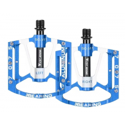 Pédales Vélo Alu CNC / Corps Aluminium / 3 Roulements / Bleu 9/16