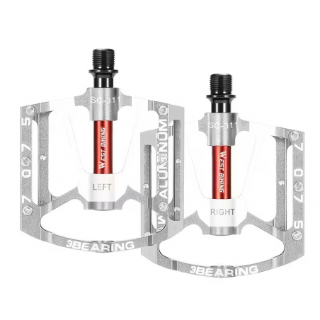 Pédales Vélo Alu CNC / Corps Aluminium / 3 Roulements / Titane 9/16