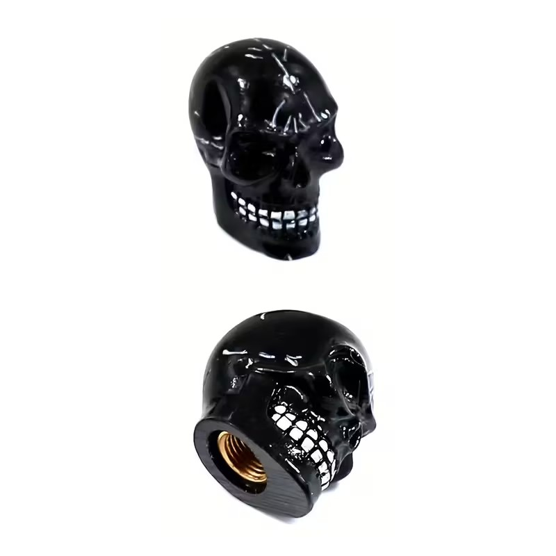 Bouchon de valve Custom Vélo Crâne Noir (La paire - lot de 2)