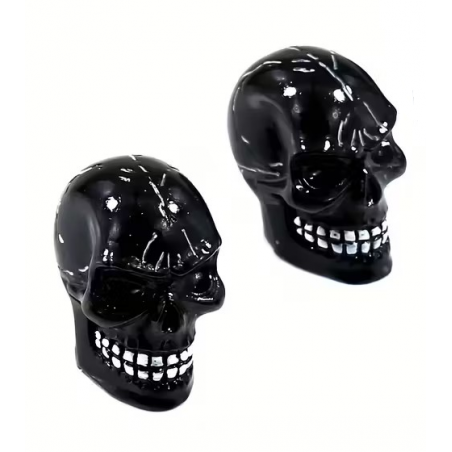 Bouchon de valve Custom Vélo Crâne Noir (La paire - lot de 2)