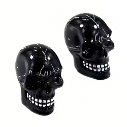Bouchon de valve Custom Vélo Crâne Noir (La paire - lot de 2)