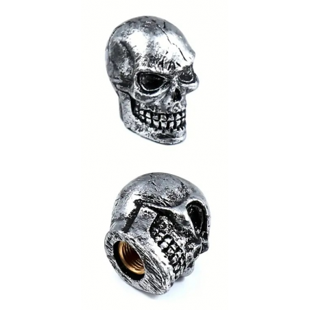 Bouchon de valve Custom Vélo Crâne Argenté (La paire - lot de 2)