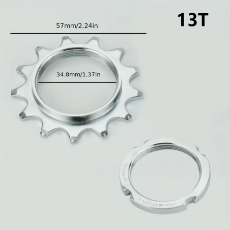 Pignon fixe à visser pour fixie ou piste + Lockring contre-écrou