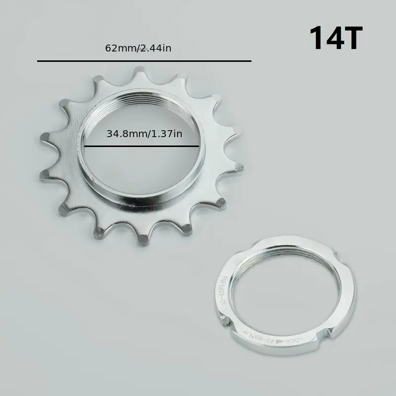 Pignon fixe à visser pour fixie ou piste + Lockring contre-écrou