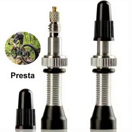 VALVE TUBELESS PRESTA LAITON ARGENT 40MM (X2) VALVE TUBELESS PRESTA LAITON ARGENT 40MM (X2)
