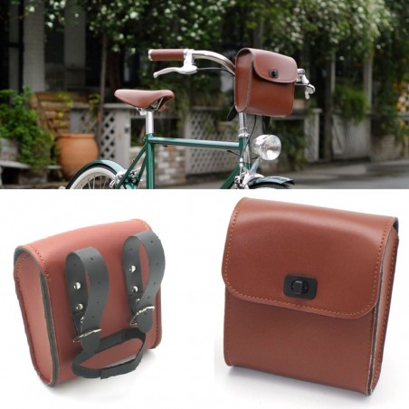 Sacoche de guidon marron pour vélo ou trottinette