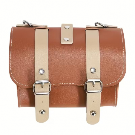 Sacoche de cadre ou selle ou guidon vélo marron crème