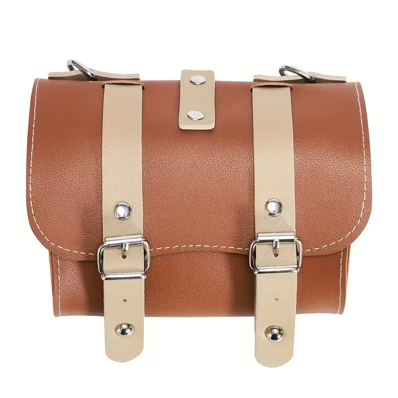 Sacoche de cadre ou selle ou guidon vélo marron crème