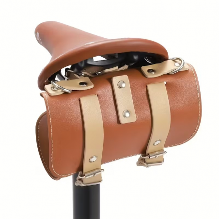 Sacoche de cadre ou selle ou guidon vélo marron crème