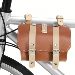 Sacoche de cadre ou selle ou guidon vélo marron crème