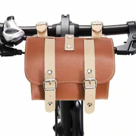 Sacoche de cadre ou selle ou guidon vélo marron crème