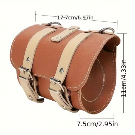 Sacoche de cadre ou selle ou guidon vélo marron crème