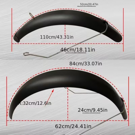 Garde-Boue Fat Bike 20" Noir Mat 126mm 20x4.00 à 20x4.5