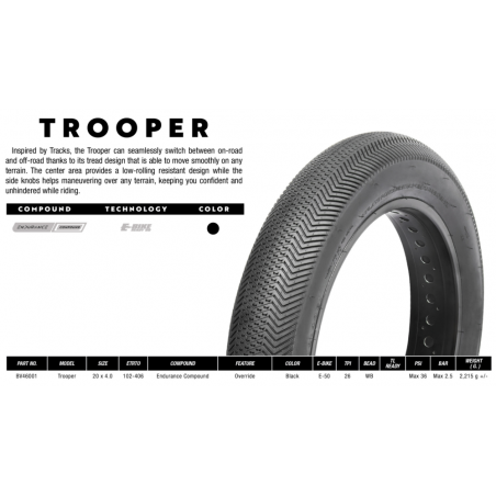 Pneu FatBike Vee Tire TROOPER 20 x 4.0 Noir 102-406