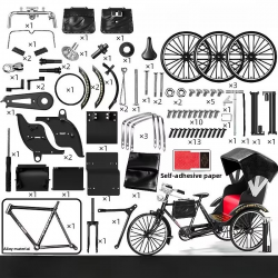 Maquette Vélo Rickshaw Vintage de bureau à monter soi-même. Modèle Noir