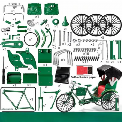 Maquette Vélo Rickshaw Vintage de bureau à monter soi-même. Modèle Vert