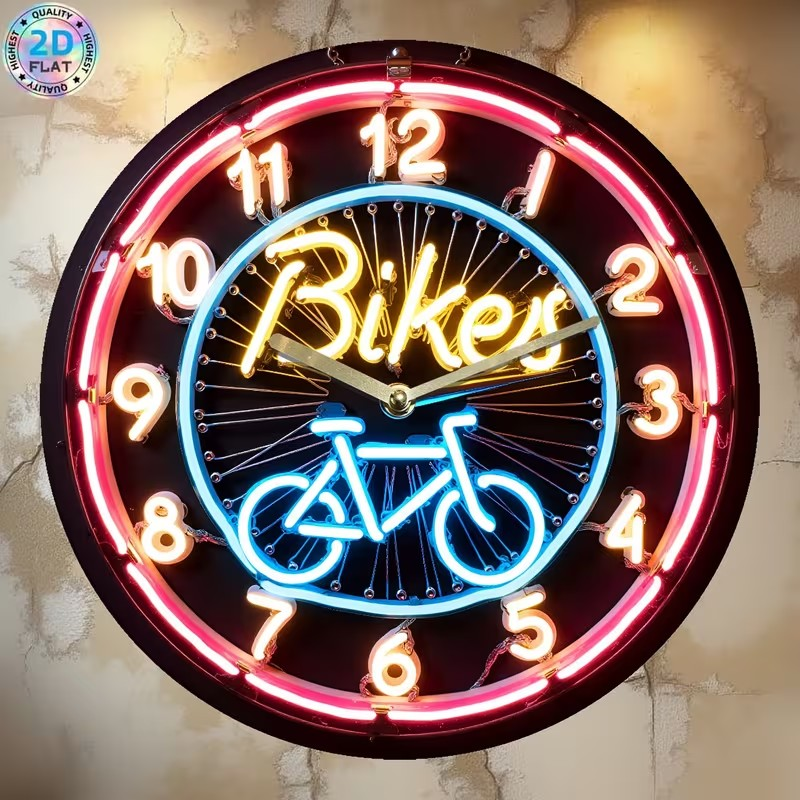 Horloge Murale Ronde Magasin De Vélo "BIKES" Art Déco