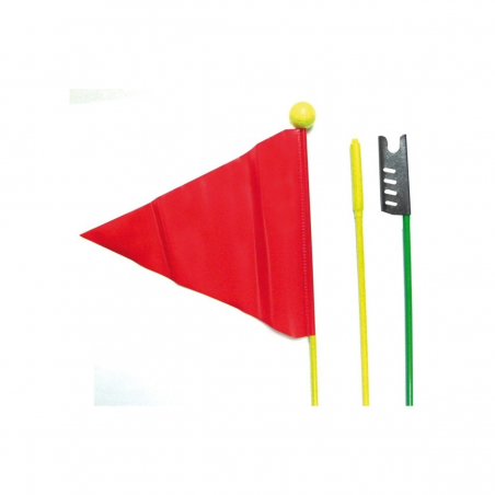 Fanion pour remorque vélo enfant ou axe de roue arrière Vert / Jaune / Rouge