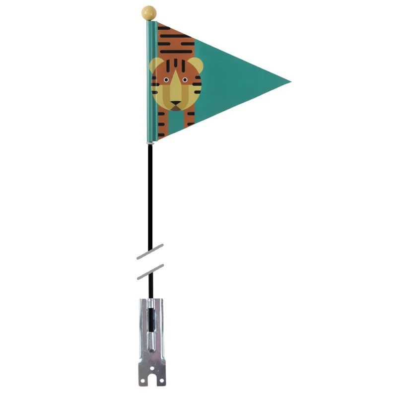 Fanion pour remorque vélo enfant ou axe de roue arrière Tigre