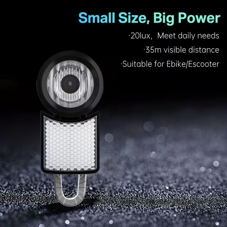 Phare Avant LED 20 Lux Vélo Electrique avec fixation + réflecteur