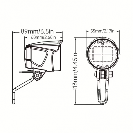 Phare Avant LED 40 Lux Vélo Electrique avec fixation