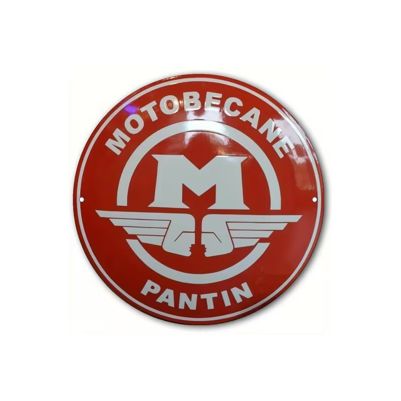 Plaque Murale Métal Ronde "MOTOBECANE PANTIN" Art Déco Vintage