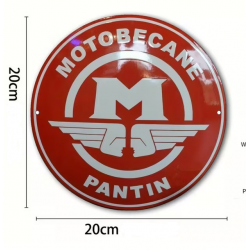 Plaque Murale Métal Ronde "MOTOBECANE PANTIN" Art Déco Vintage