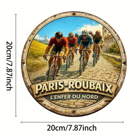 Plaque Murale Métal Ronde "PARIS - ROUBAIX" Art Déco Vintage
