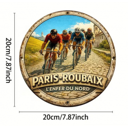 Plaque Murale Métal Ronde "PARIS - ROUBAIX" Art Déco Vintage