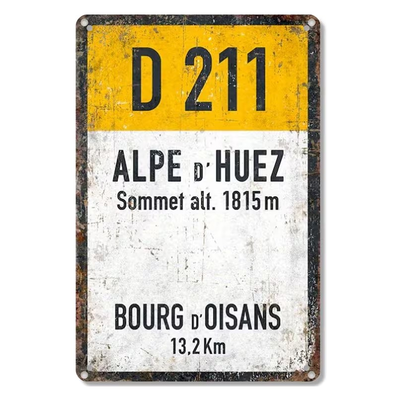 Plaque Murale Métal "ALPES D'HUEZ" Art Déco Vintage