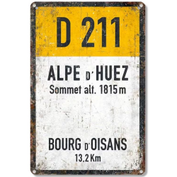 Plaque Murale Métal "ALPES D'HUEZ" Art Déco Vintage