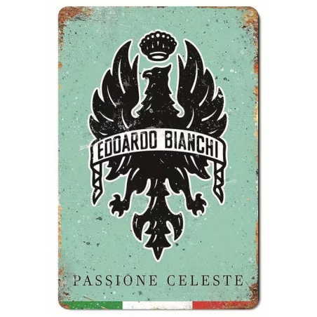 Plaque Murale Métal "BIANCHI CELESTE" Art Déco Vintage