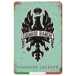 Plaque Murale Métal "BIANCHI CELESTE" Art Déco Vintage