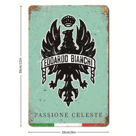 Plaque Murale Métal "BIANCHI CELESTE" Art Déco Vintage