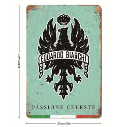 Plaque Murale Métal "BIANCHI CELESTE" Art Déco Vintage