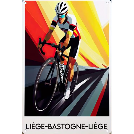 Plaque Murale Métal "Liège-Bastogne-Liège" Art Déco Vintage