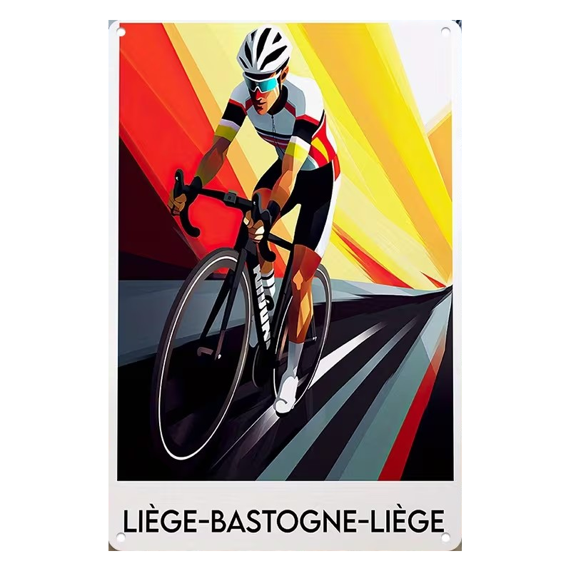 Plaque Murale Métal "Liège-Bastogne-Liège" Art Déco Vintage